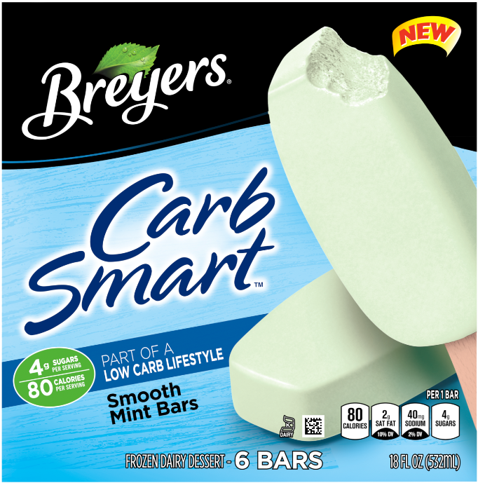 A 6 Pack Carton Of Breyers Carbsmart Smooth Mint Bar - Breyers Carb Smart Vanilla (767x767), Png Download