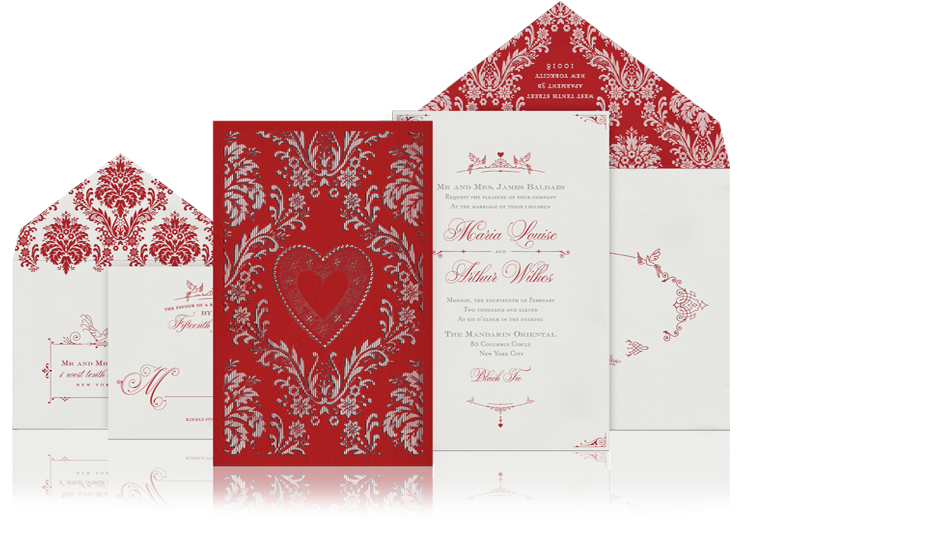 Red Laser Cut Luxury Wedding Invitation - Envelope (934x585), Png Download