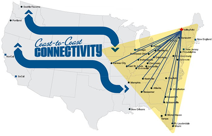 This Graphic Displays The Destinations Made Possible - Csx Valleyfield Terminal (700x450), Png Download
