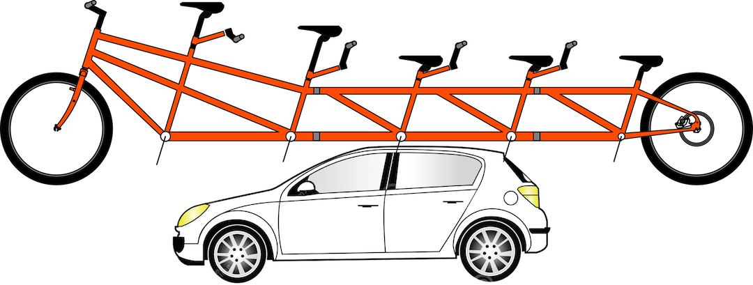 Bicycle Built For 5 On Top Of A Car - Bicycle Built For 3 (1080x409), Png Download