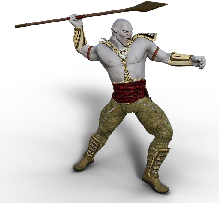 Ork, Warrior, Spear, Fantasy, Mythical Creatures - Spear Warrior (729x720), Png Download