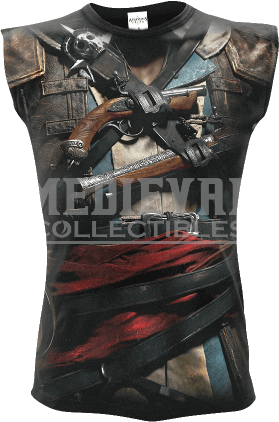 Assassins Creed Iv Black Flag Edward Sleeveless T-shirt - Black Flag Assassin Creed T Shirt (844x844), Png Download
