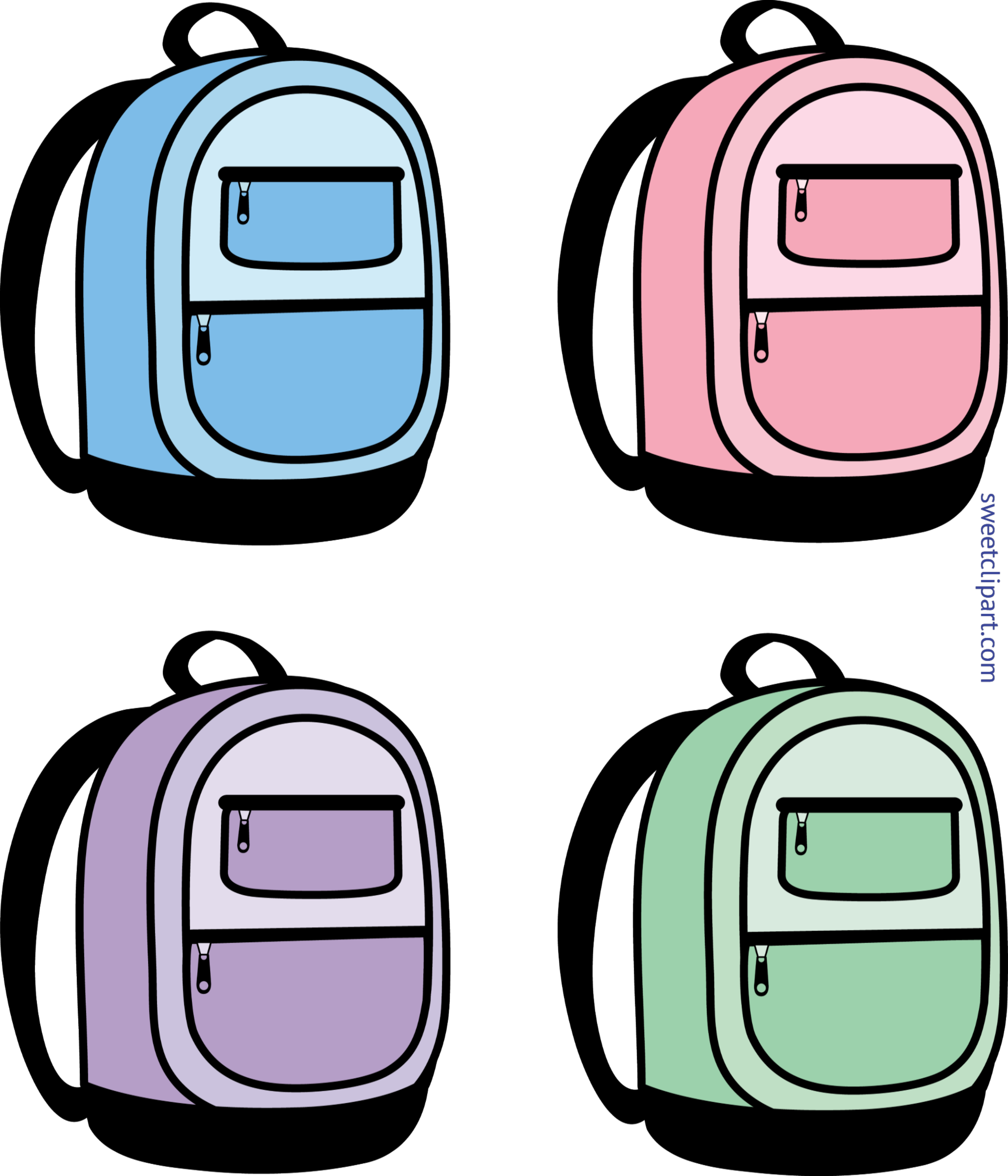 School Set Art Sweet - Backpack Clipart (5199x6064), Png Download