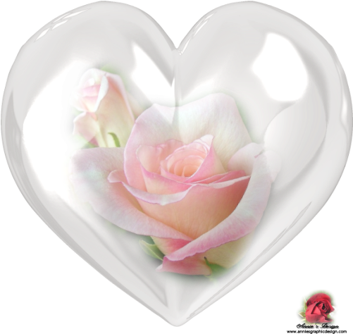 Pretty Heart With Pink Rose Graphic In Format By Annie - Full Diamond Embroidery Flower 5d Diamond Painting (500x500), Png Download