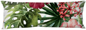 Pattern Orchid Hibiscus Leaves Watercolor Tropics Body - Tropical Flowers (400x400), Png Download