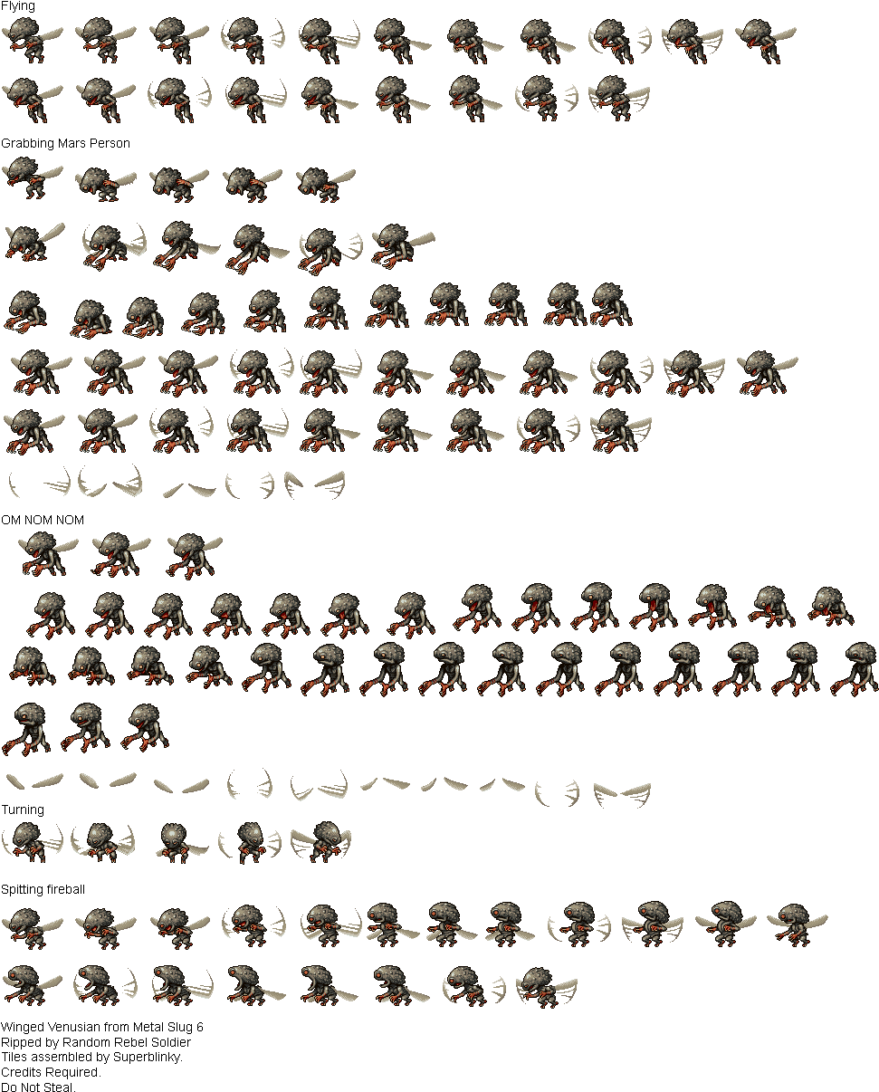 Click For Full Sized Image Winged Venusian - Metal Slug Custom Sprites (984x1216), Png Download