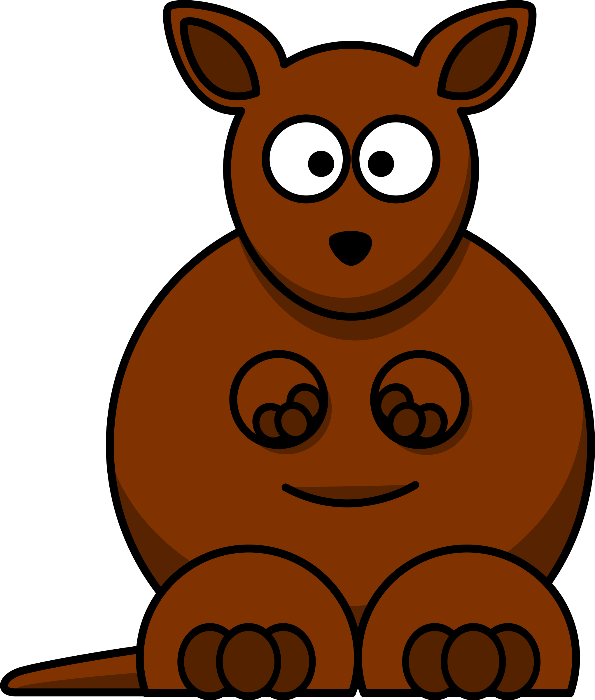 Cartoon Kangaroo - Brown Kangaroo Clipart (680x800), Png Download