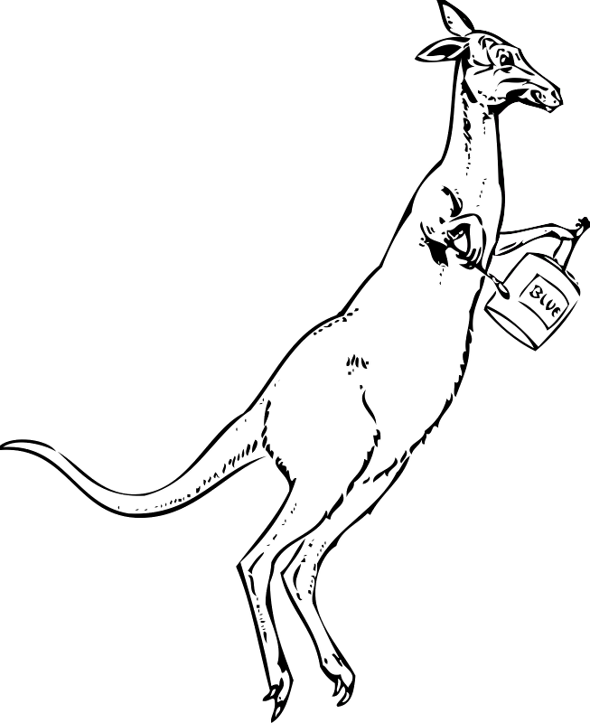 Kangaroos Can Use Brushes And Paints - Cartoon Kangaroo (653x800), Png Download