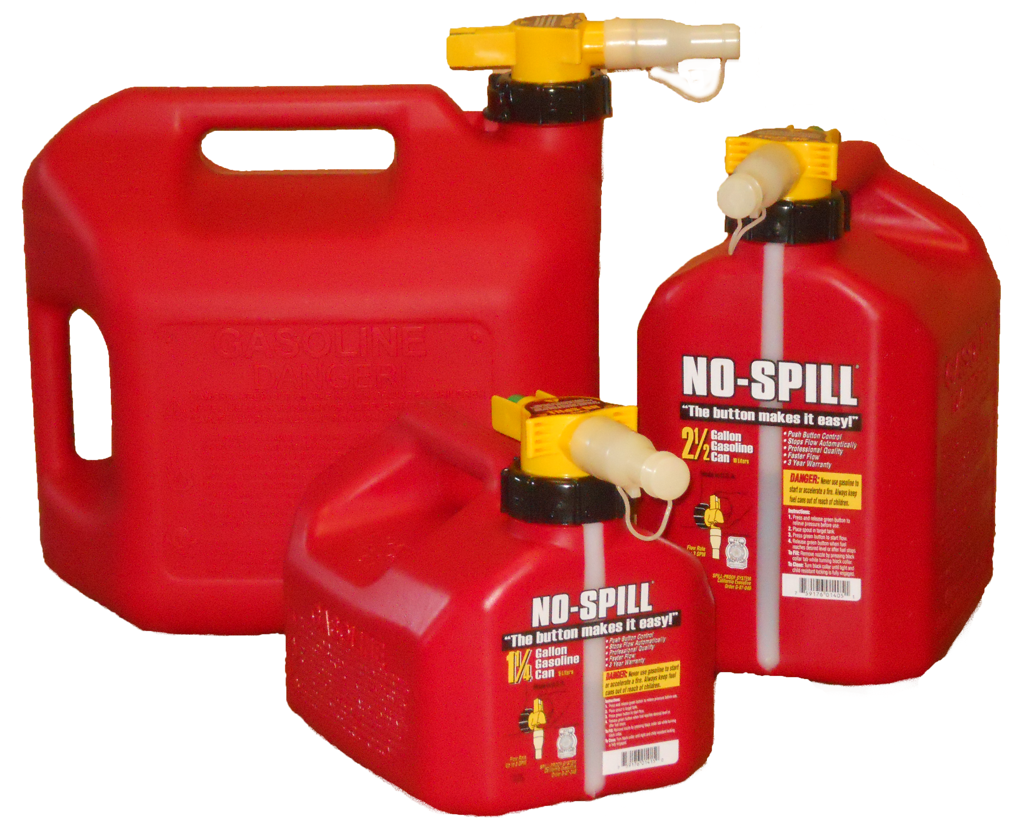 3 Sizes Of No Spill Gas Cans (3276x2664), Png Download