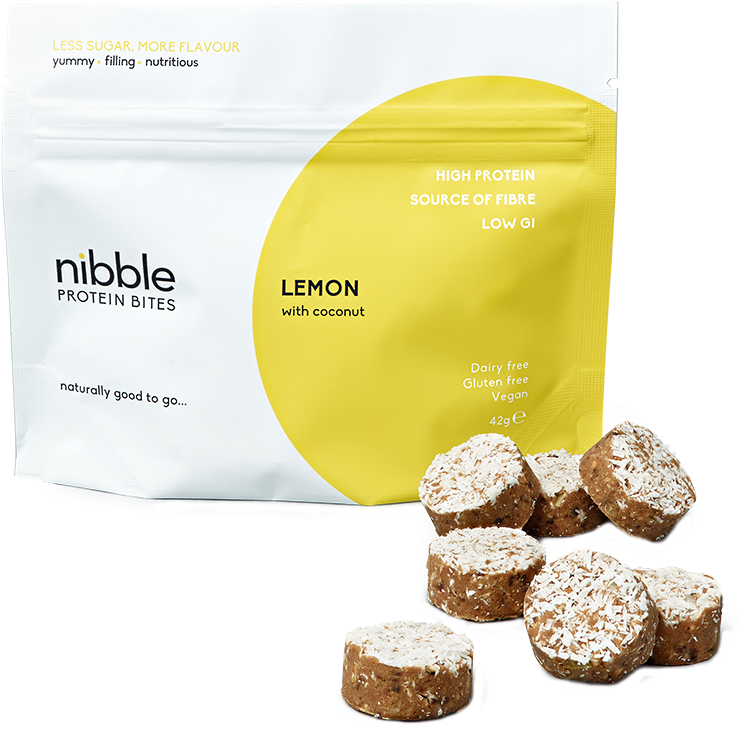 Lemon - Nibble Protein Bites Lemon With Coconut (750x750), Png Download