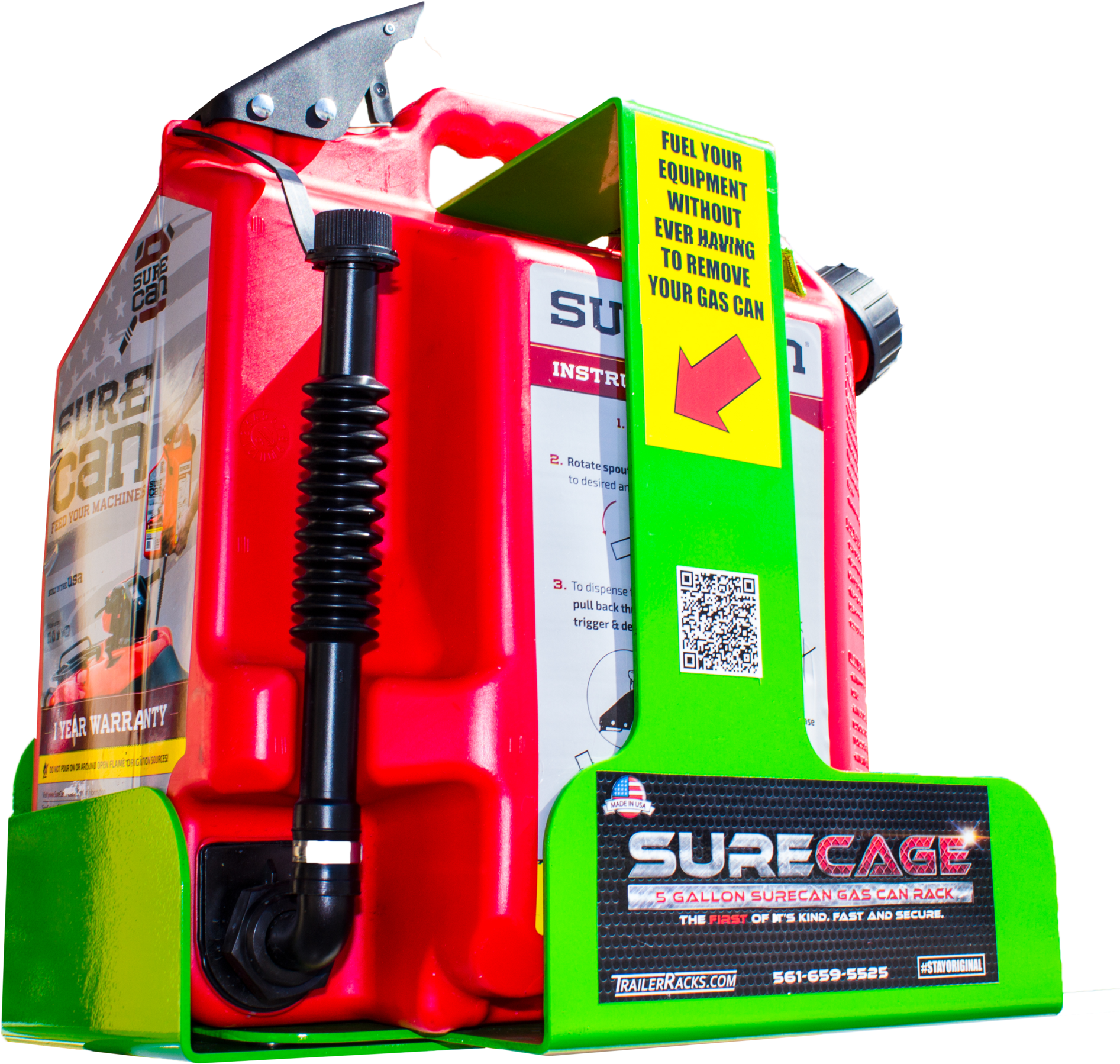 Bk043-surecage 5 Gallon Lockable Surecan Gas Can Rack (2048x2022), Png Download