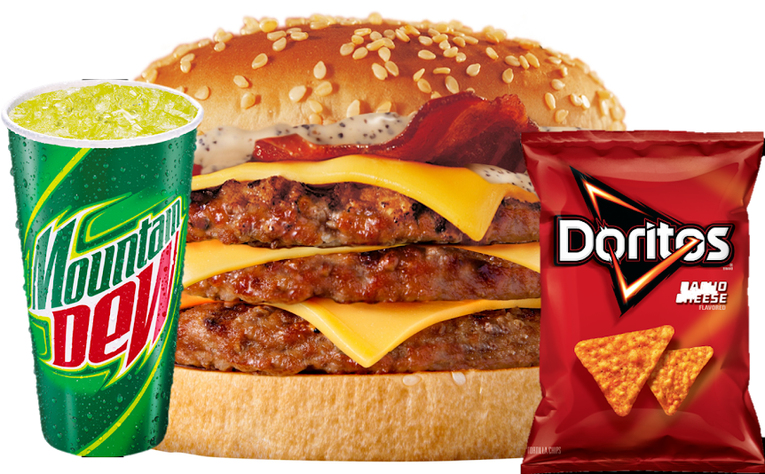 Triple Burger Wombo Combo - Doritos Flavored Tortilla Chips, Nacho Cheese - 7 Oz (984x533), Png Download