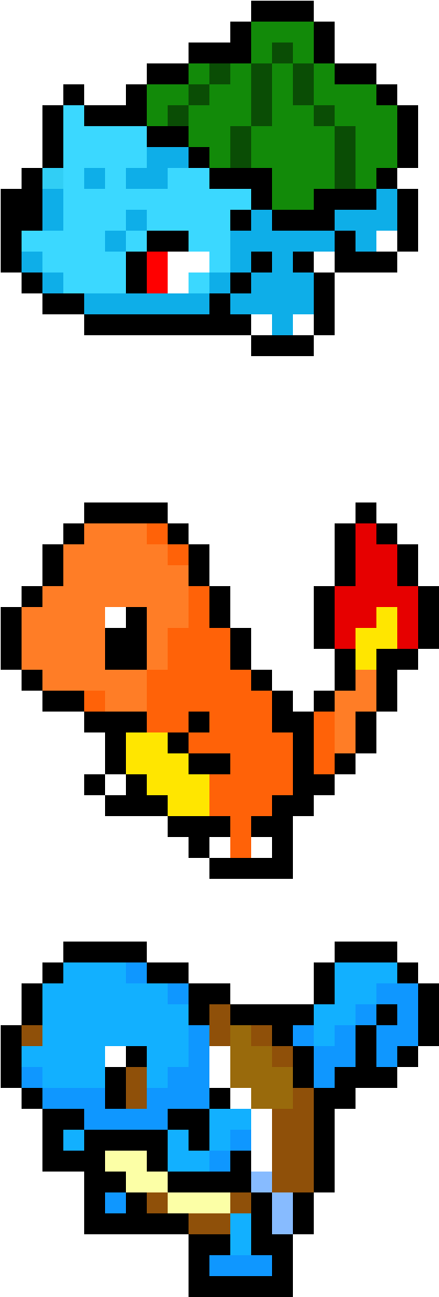 Kanto Region Starter Pokemon - Starter Pokemon Pixel Art (780x1950), Png Download