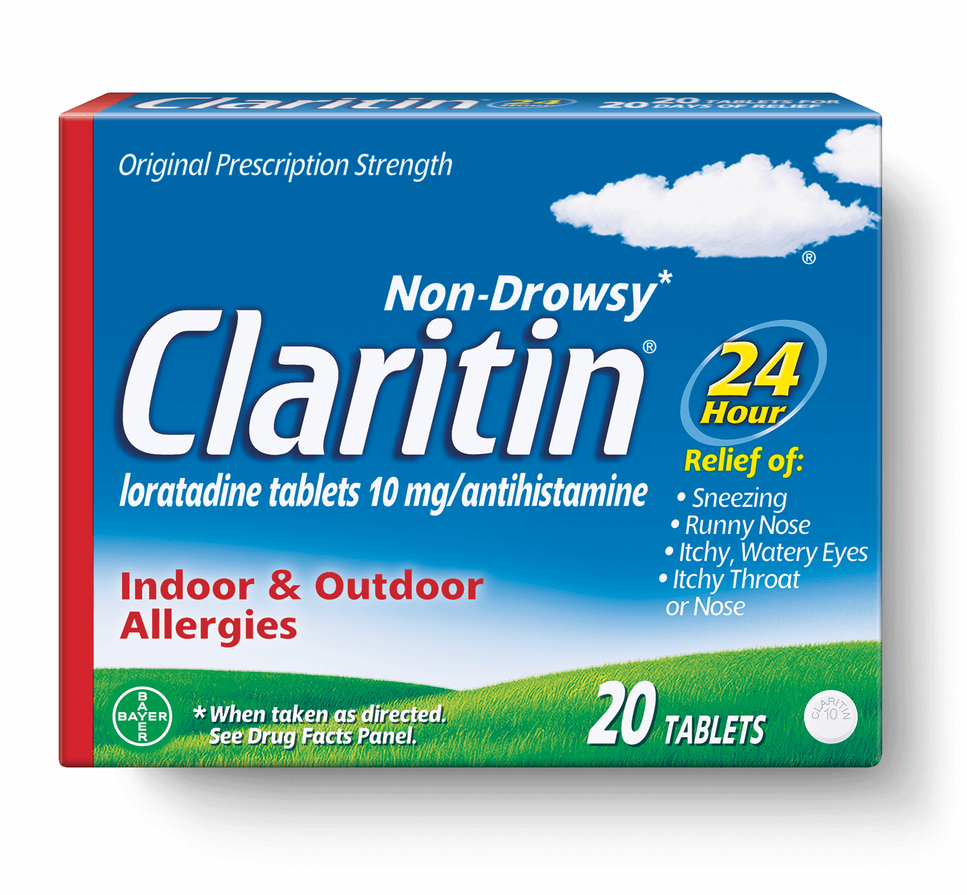 Front View Of Claritin® Tablets 24-hour Package - Claritin 24 Hour Non Drowsy (1880x1740), Png Download