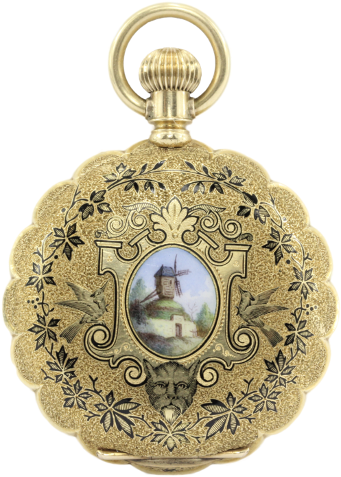 18k Gold Enamel 1883 Pocket Watch By Western Watch - Watch (1050x700), Png Download