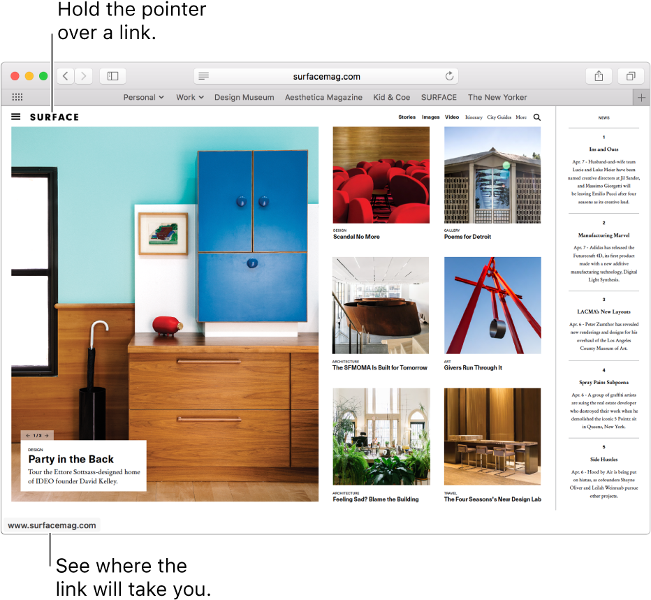 The Pointer Over A Link On A Webpage With The Link - Safari 11 Mac (934x867), Png Download