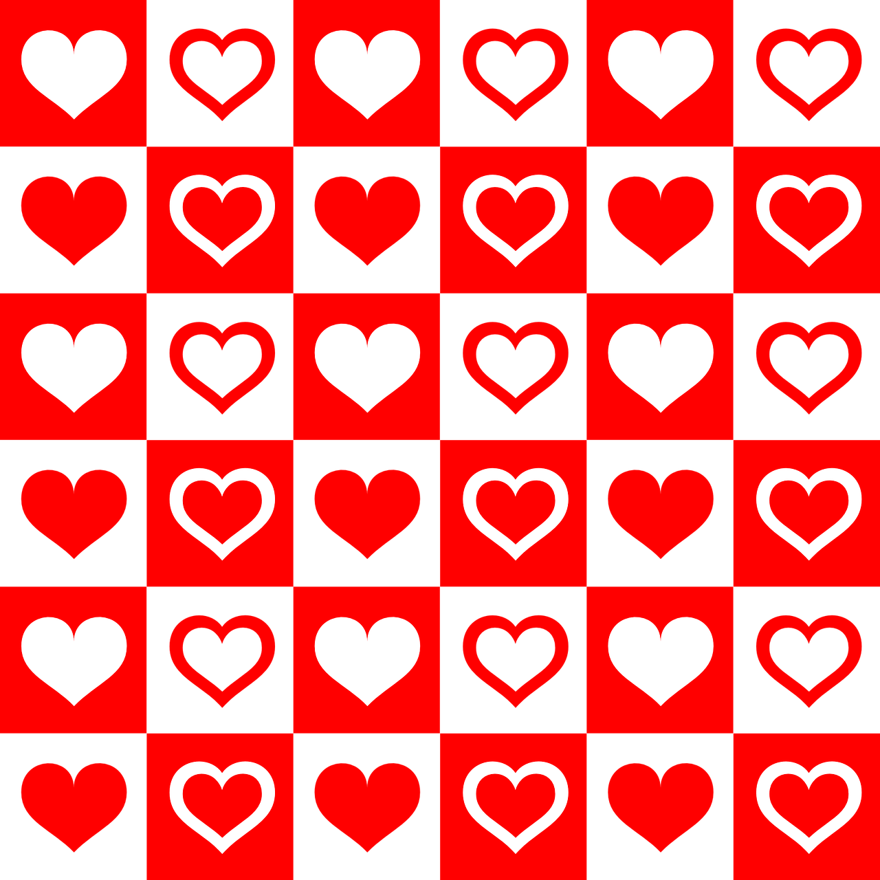 Hearts In A Checkerboard Pattern - Corazones Rojos Y Blancos (1280x1280), Png Download