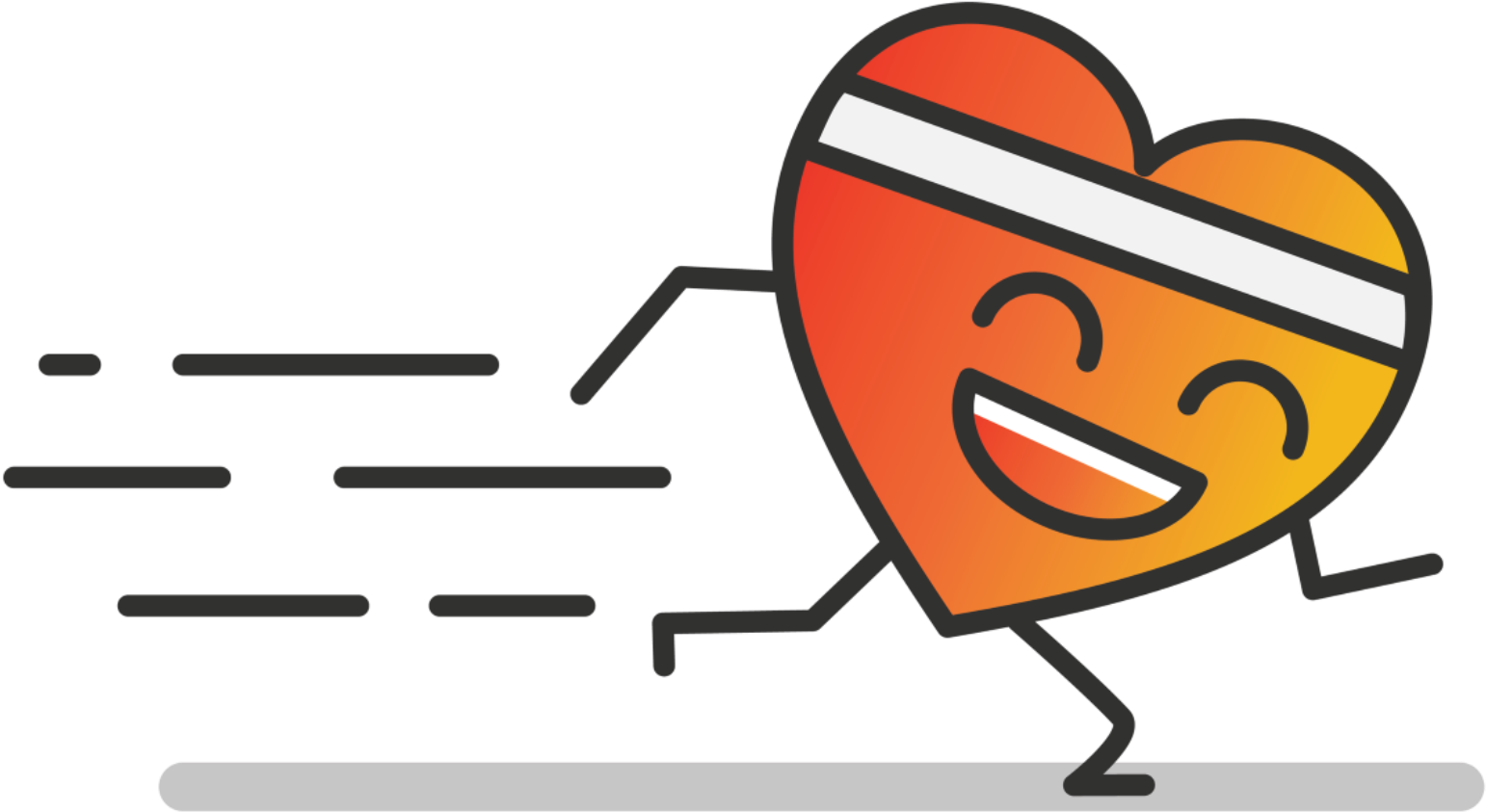 Heart Guy - Running - Running Heart Cartoon Png (1590x914), Png Download