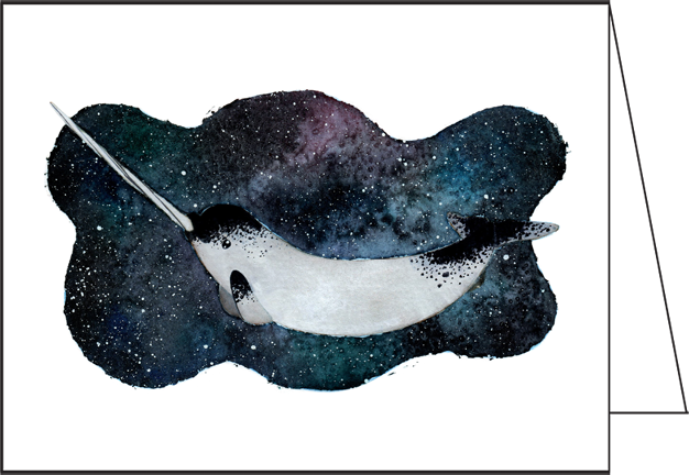 Space Narwhal Greeting Card - Narwhal (626x432), Png Download