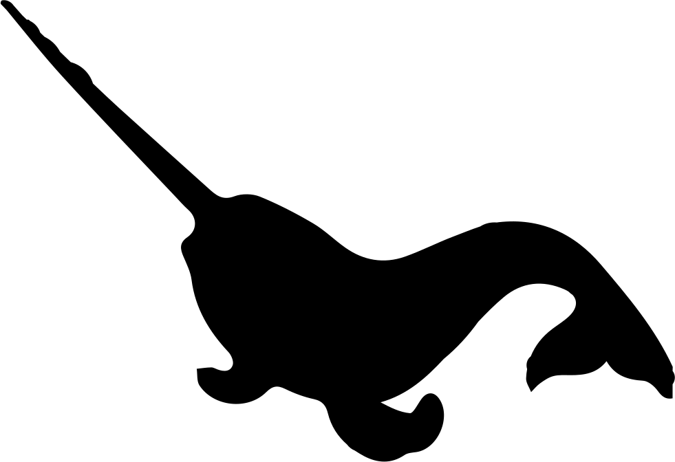 Narwhal Sea Animal Shape Comments - Narwhal Silhouette (981x672), Png Download