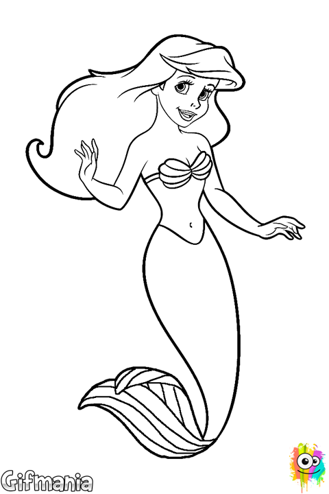 #sirenita #ariel #disney #dibujo - Ariel The Little Mermaid Coloring (480x720), Png Download