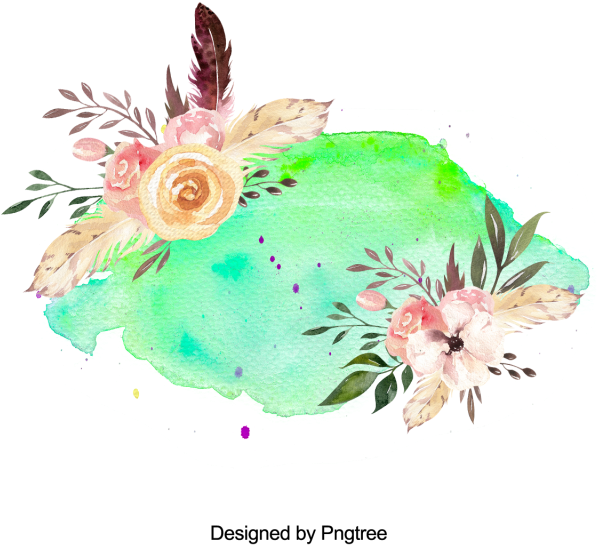 Pintados À Mão Flor Splash De Tinta E Moldura - Flower (640x640), Png Download