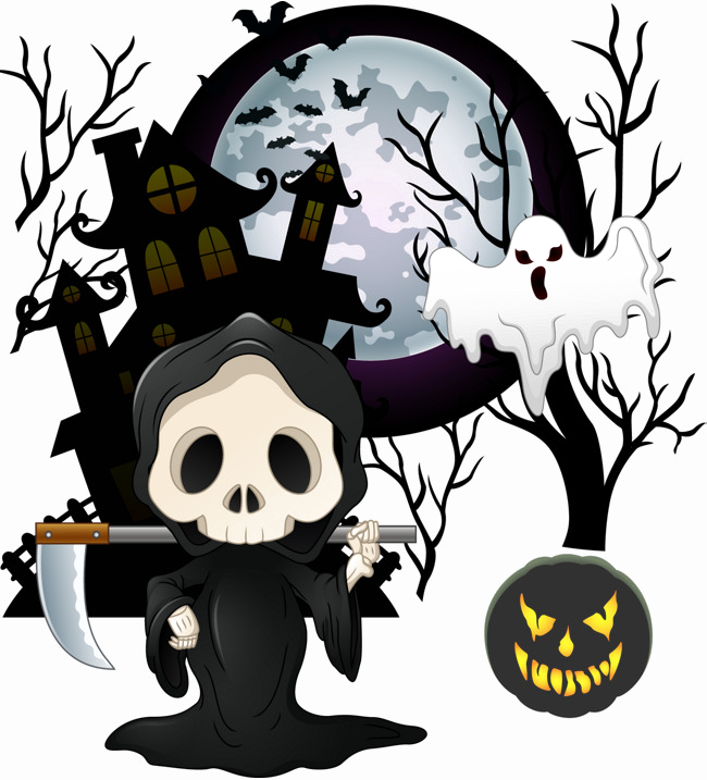 Halloween Sickle Png Image Background - Halloween Cartoon (650x717), Png Download