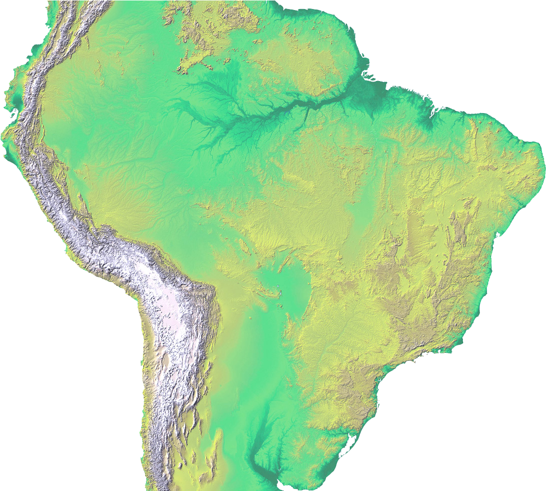 Mapa Expandido - South America Topography (1128x980), Png Download