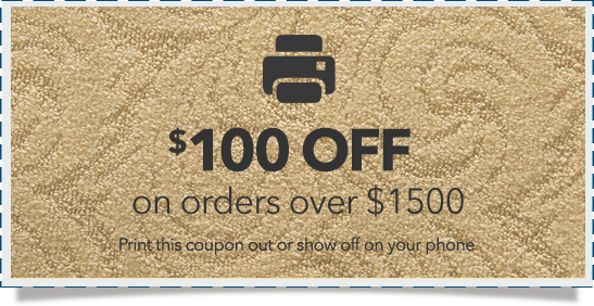 $100 Off On Orders Over $1,500 - Carpet Coupons (547x282), Png Download
