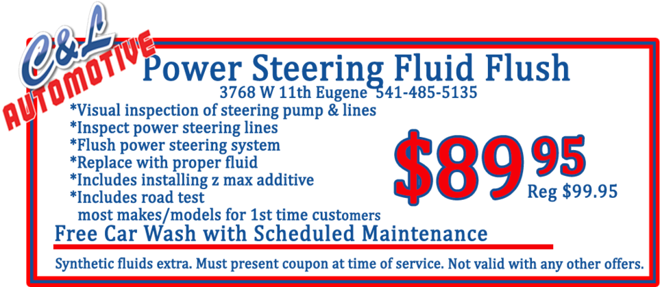 C&l Coupon 2018 Power Steering Fluid Flush Web - Coupon (1000x418), Png Download