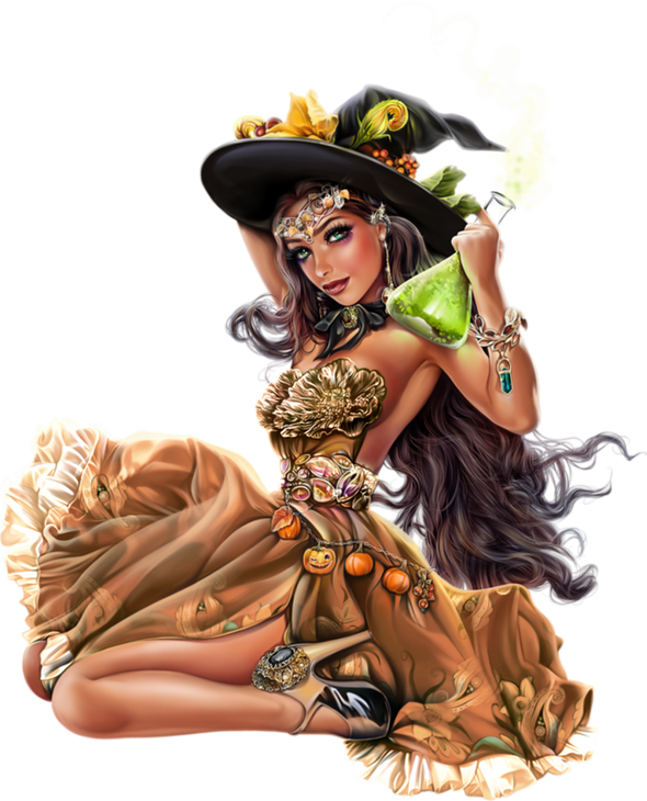 Pretty Witch Pictures Halloween - Witch (590x730), Png Download