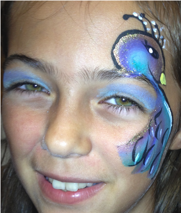 Face-painting - Peacock - Painting (1200x600), Png Download