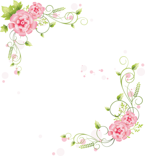Pink Floral Corner Border Png (463x500), Png Download