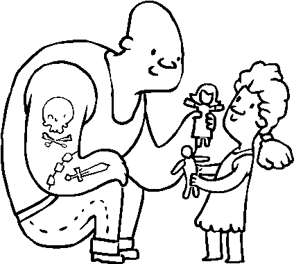 Dibujo De Papá Con Tatuajes Para Colorear - Persona Con Tatuajes Dibujo (600x470), Png Download