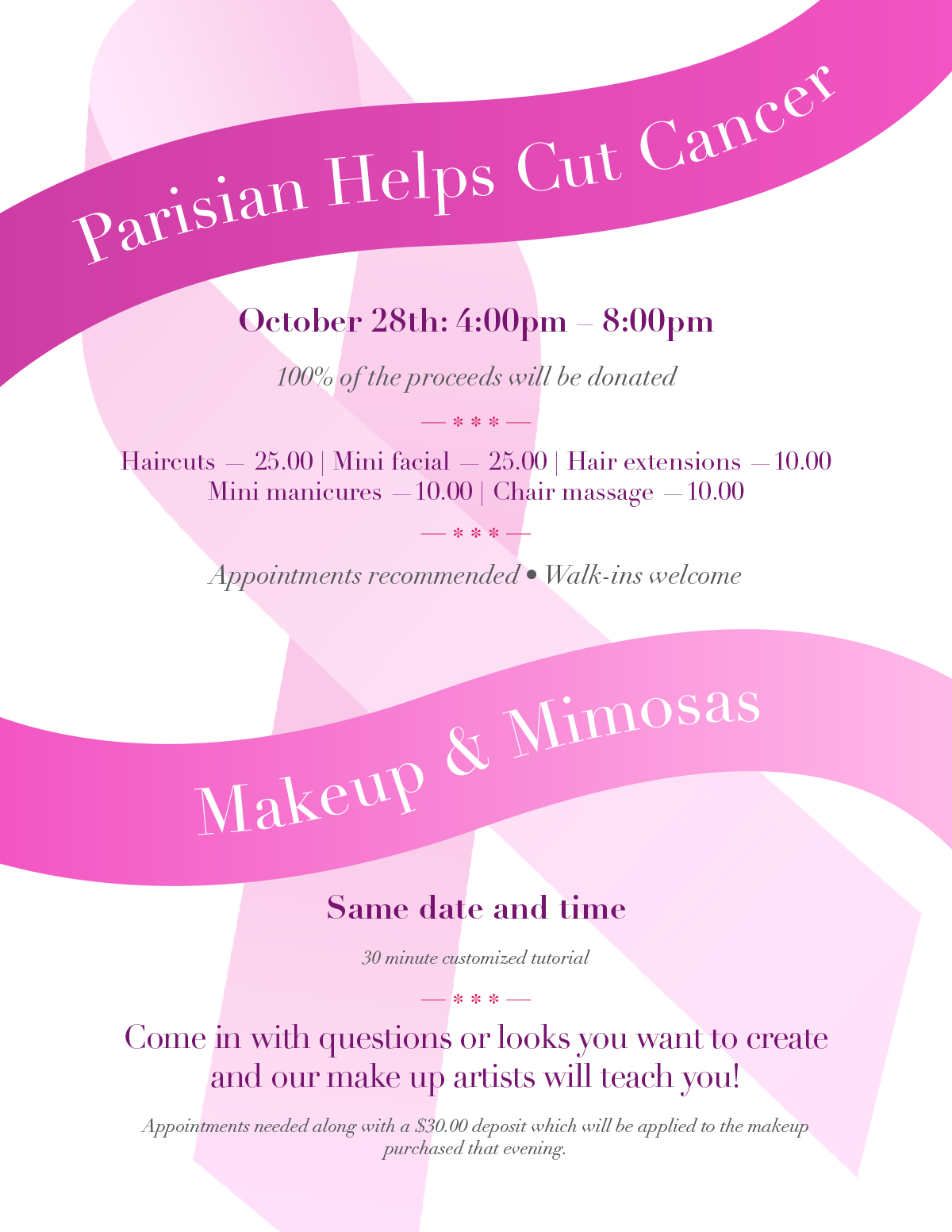 Parisian Breast Cancer Flyer 01 - Dry Cleaning (1200x1553), Png Download