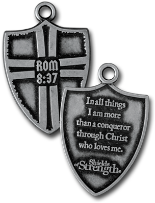Shields Of Stren 4e8f45e14c6c3 - Romans 8:37-antique Finish Battle Shield Necklace (320x413), Png Download