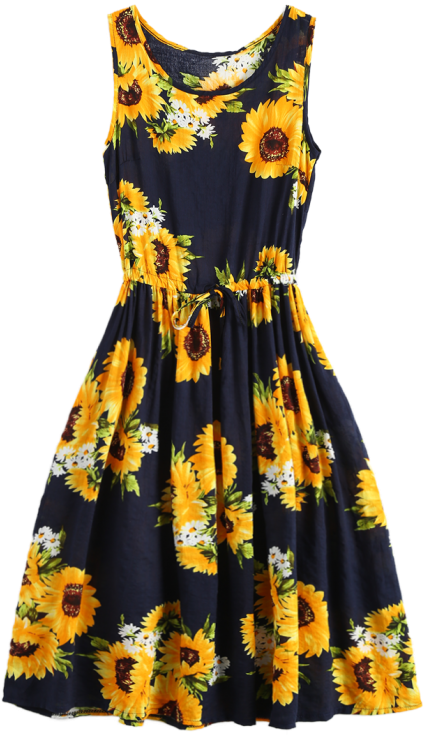 Sunflower Dress (558x744), Png Download