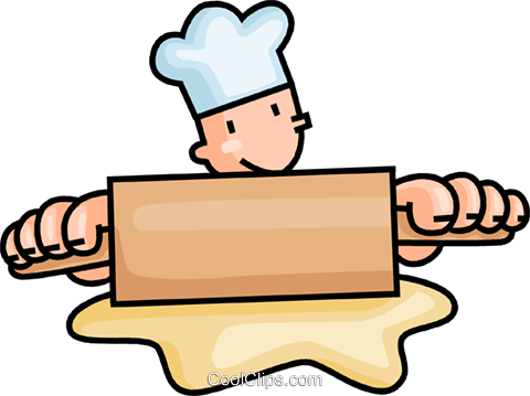 Baker Rolling Dough Royalty Free Vector Clip Art Illustration - Baker Clipart Png (480x359), Png Download