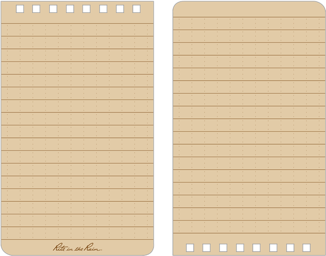 Rite In The Rain Notepad 3 X 5 Brown - Notebook Page Brown Png (700x700), Png Download