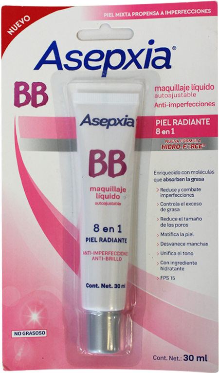 Maquillaje Liquido Asepxia Bb 8 En 1 X30ml - Asepxia Bb Makeup Powder Maqullaje En Polvo 8 En 1 (1000x1000), Png Download