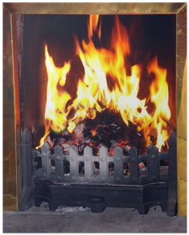 Cosy Coal Fire In Fireplace With Metal Grate Poster - Fireplace (400x400), Png Download