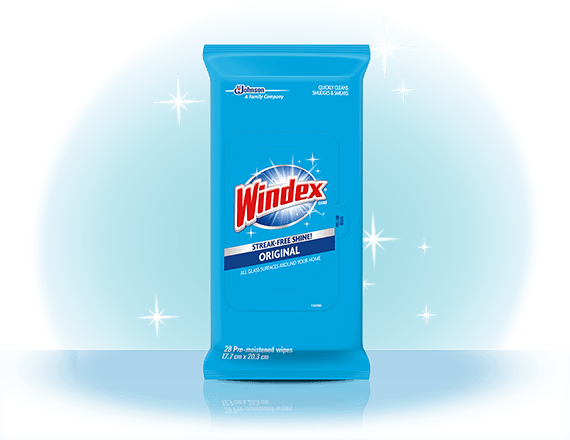 Windex® Original Glass Cleaner Wipes Front (570x440), Png Download