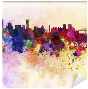 Montreal Skyline In Watercolor Background Wall Mural - Montreal Skyline In Watercolor Background (400x400), Png Download
