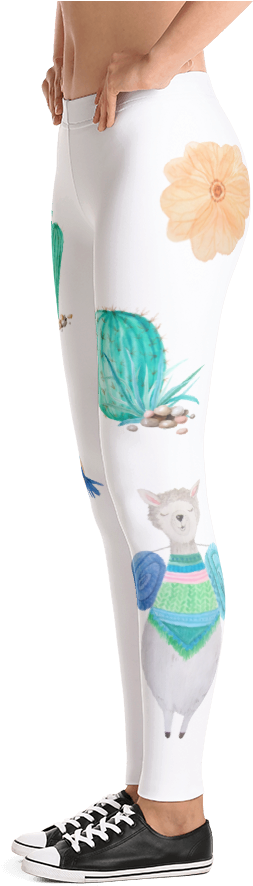 Llama And Cactus Print - Leggings (1000x1000), Png Download