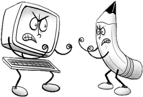 It Was A Normal Day Of Office When A Sweet Voice Break - Computer Vs Paper (501x376), Png Download