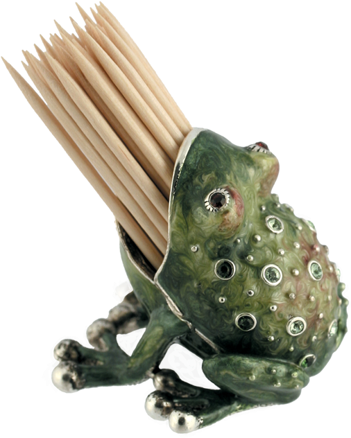 Quest Collection Green Pewter Frog Toothpick Holder (800x800), Png Download