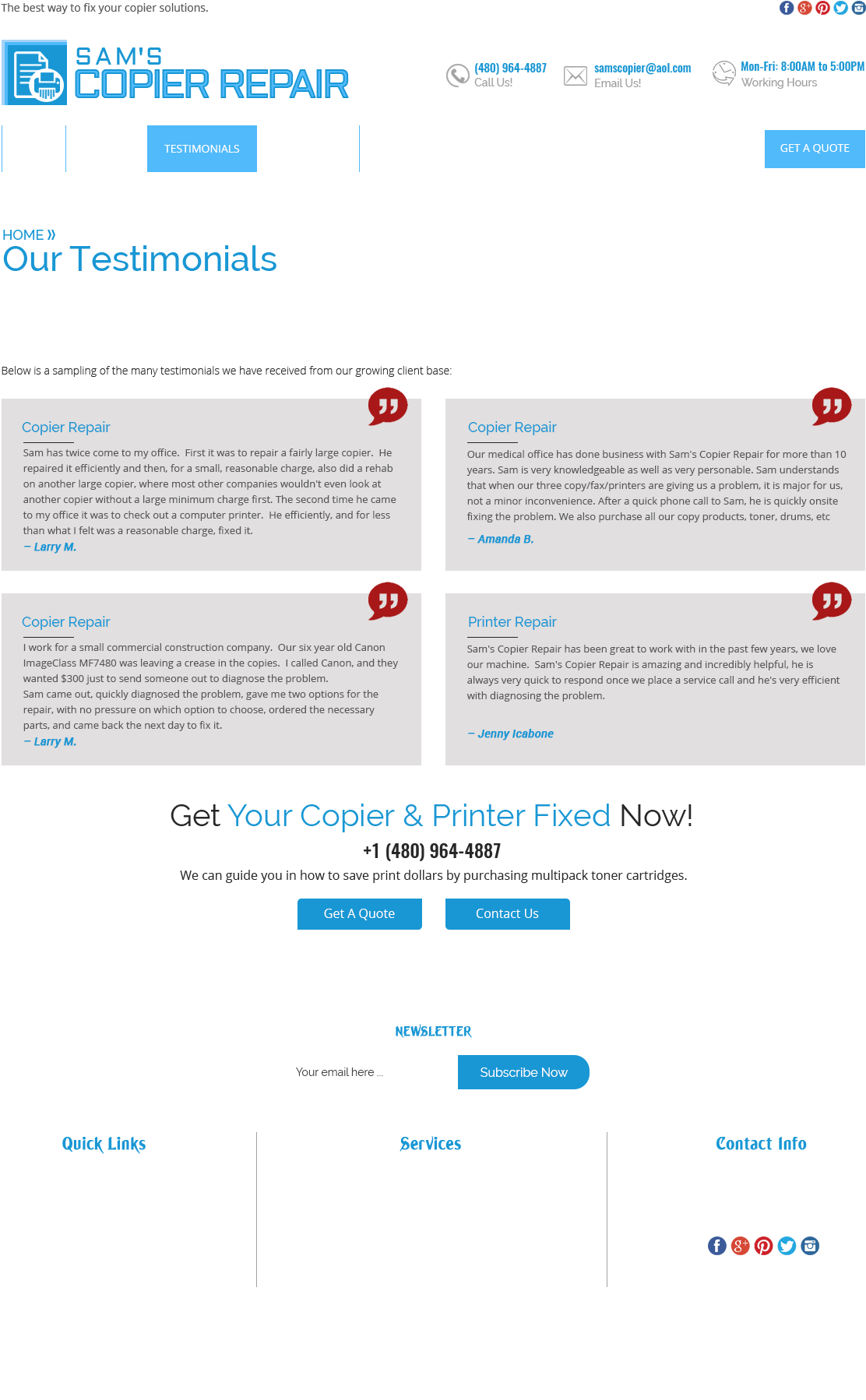 Testimonials - Sam's Copier Repair (1170x1852), Png Download