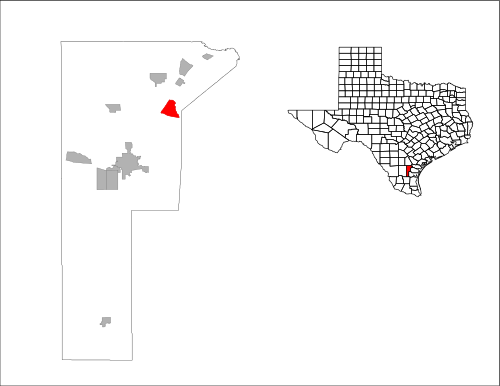 Location Of Alfred-south La Paloma, - Texas County Map (500x386), Png Download