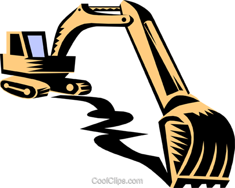 Heavy Equipment/high Hoe Royalty Free Vector Clip Art - Heavy Equipment Clipart (480x384), Png Download