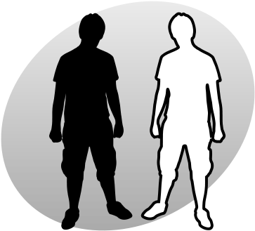 P People Black And White Grey - White And Black Person Png (400x360), Png Download